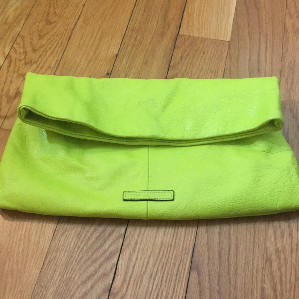 Lime Green Leather BCBG Maxazria fold over clutch